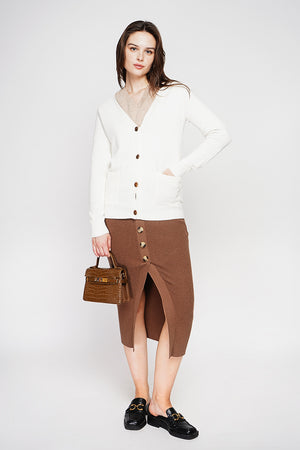 Fancy buttoned v-neck oversized fit vest with long sleeve pockets