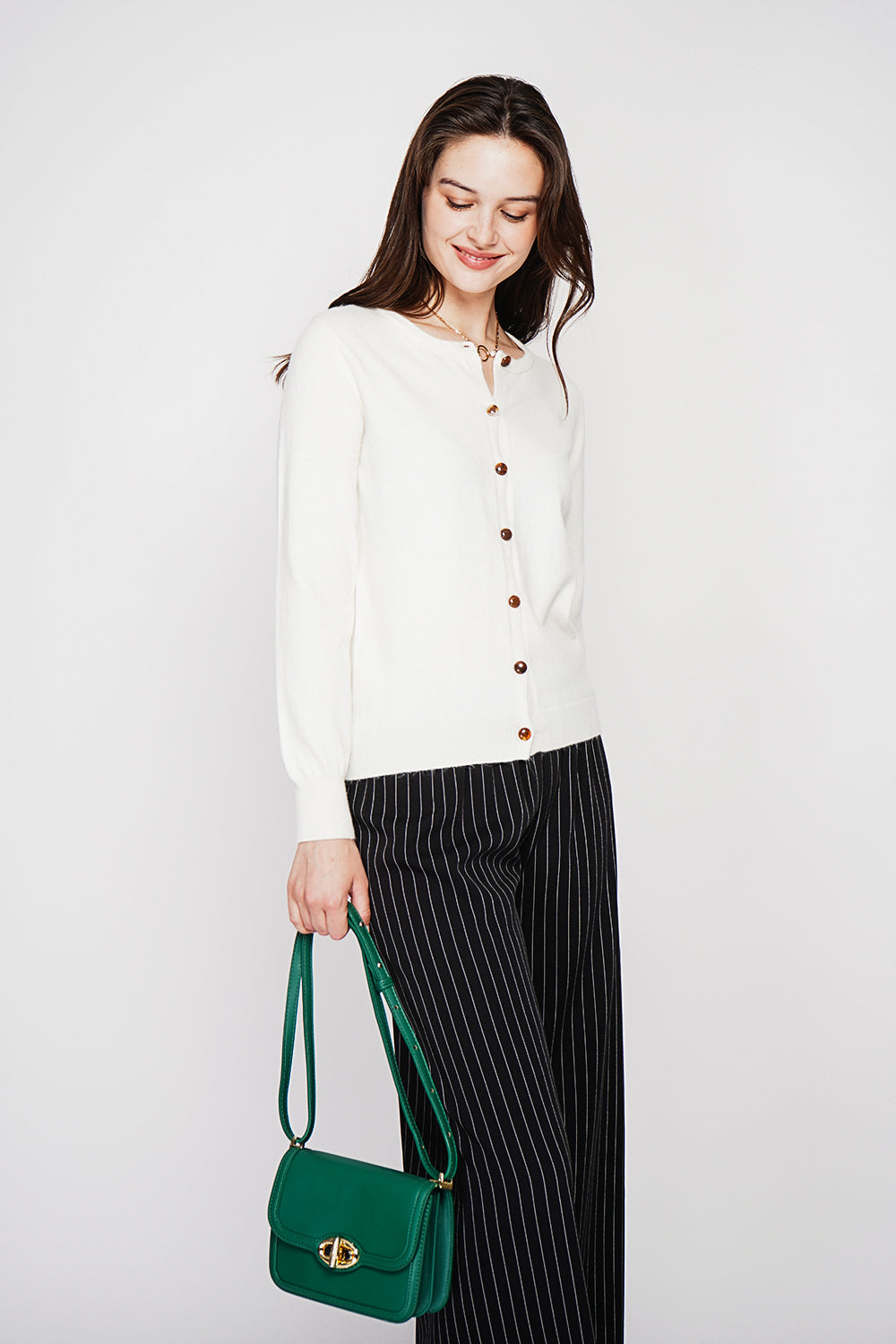 Fancy buttoned crew neck vest with long sleeves
