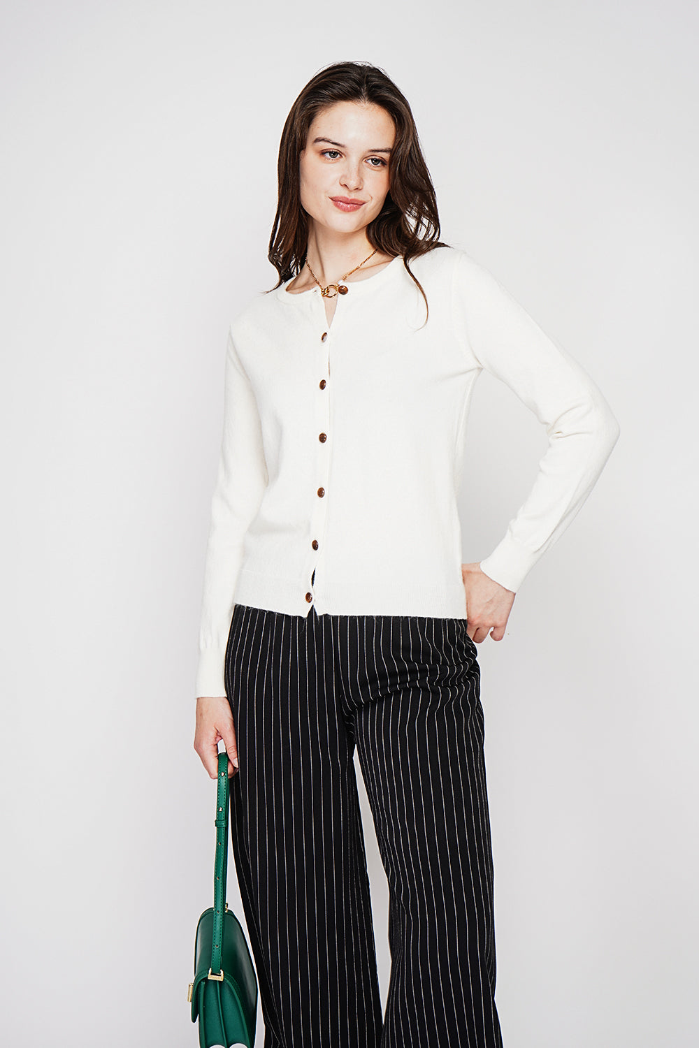 Fancy buttoned crew neck vest with long sleeves