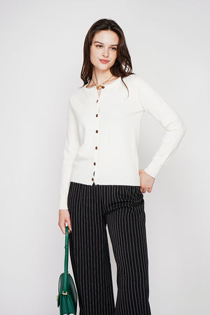 Fancy buttoned crew neck vest with long sleeves