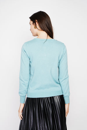 Fancy buttoned crew neck vest with long sleeves