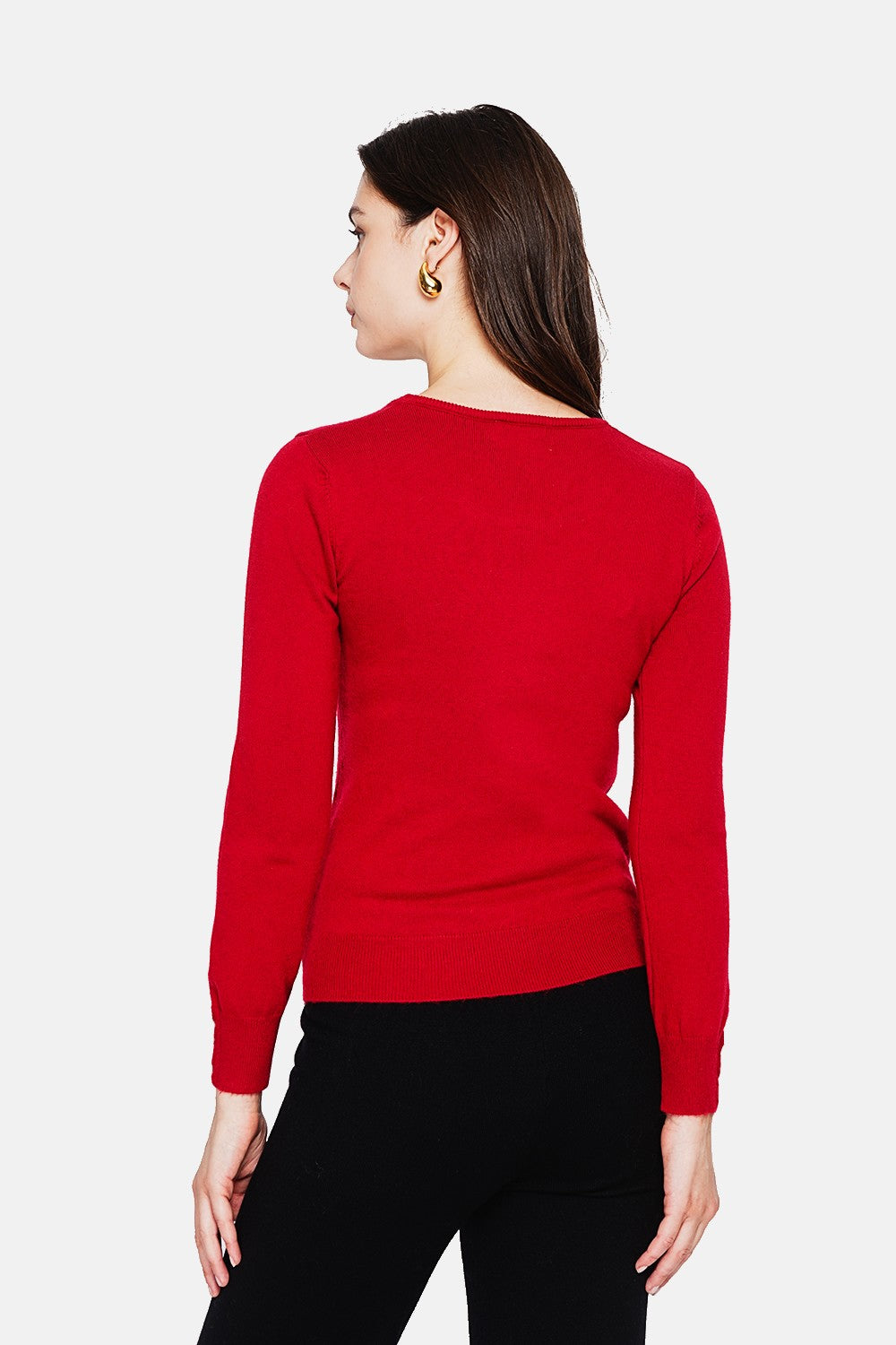 Pull col rond classique 2 fils – Rouge Hermès – C&Jo
