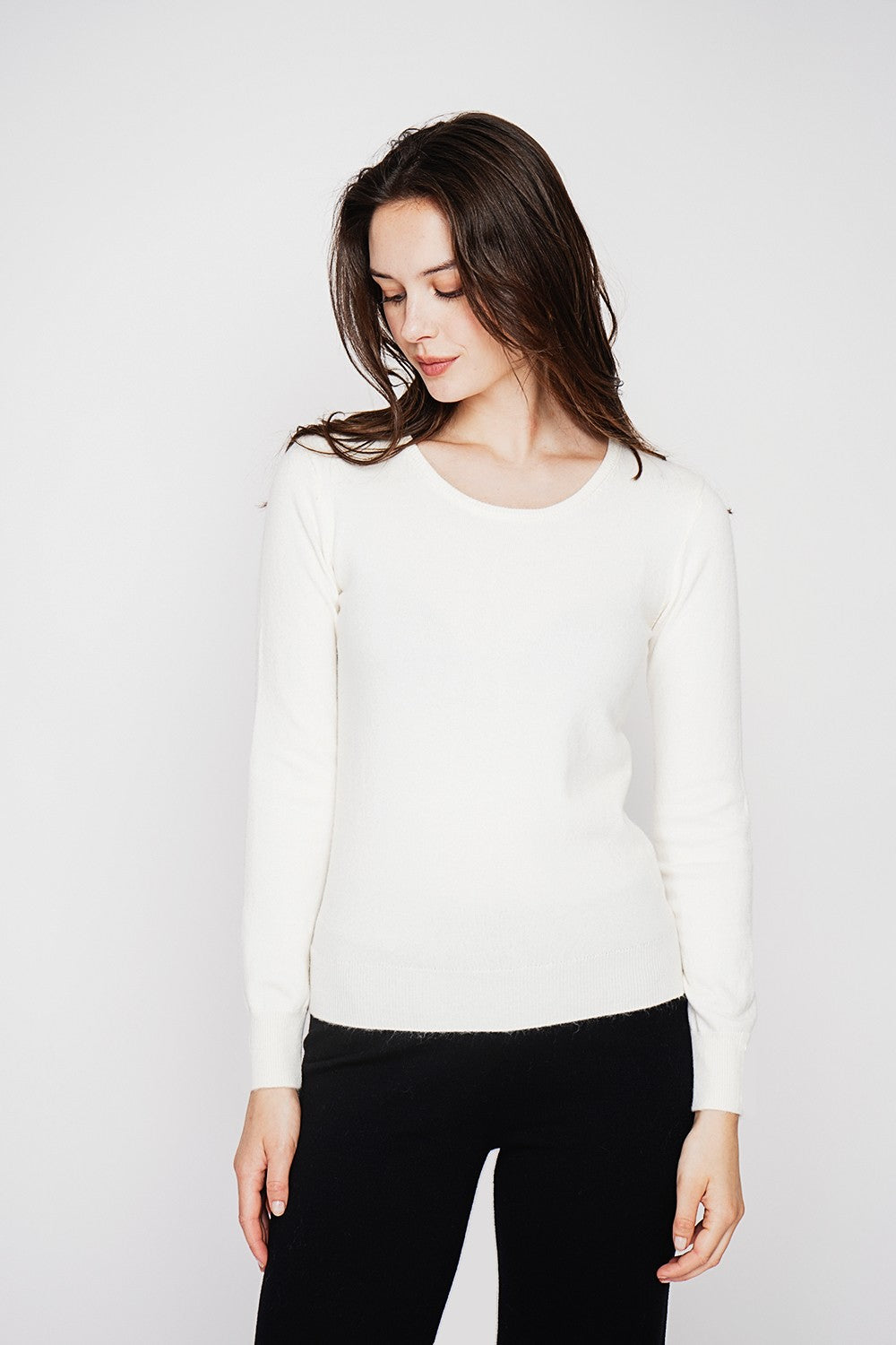 Pull col rond classique 2 fils – Blanc cassé – C&Jo