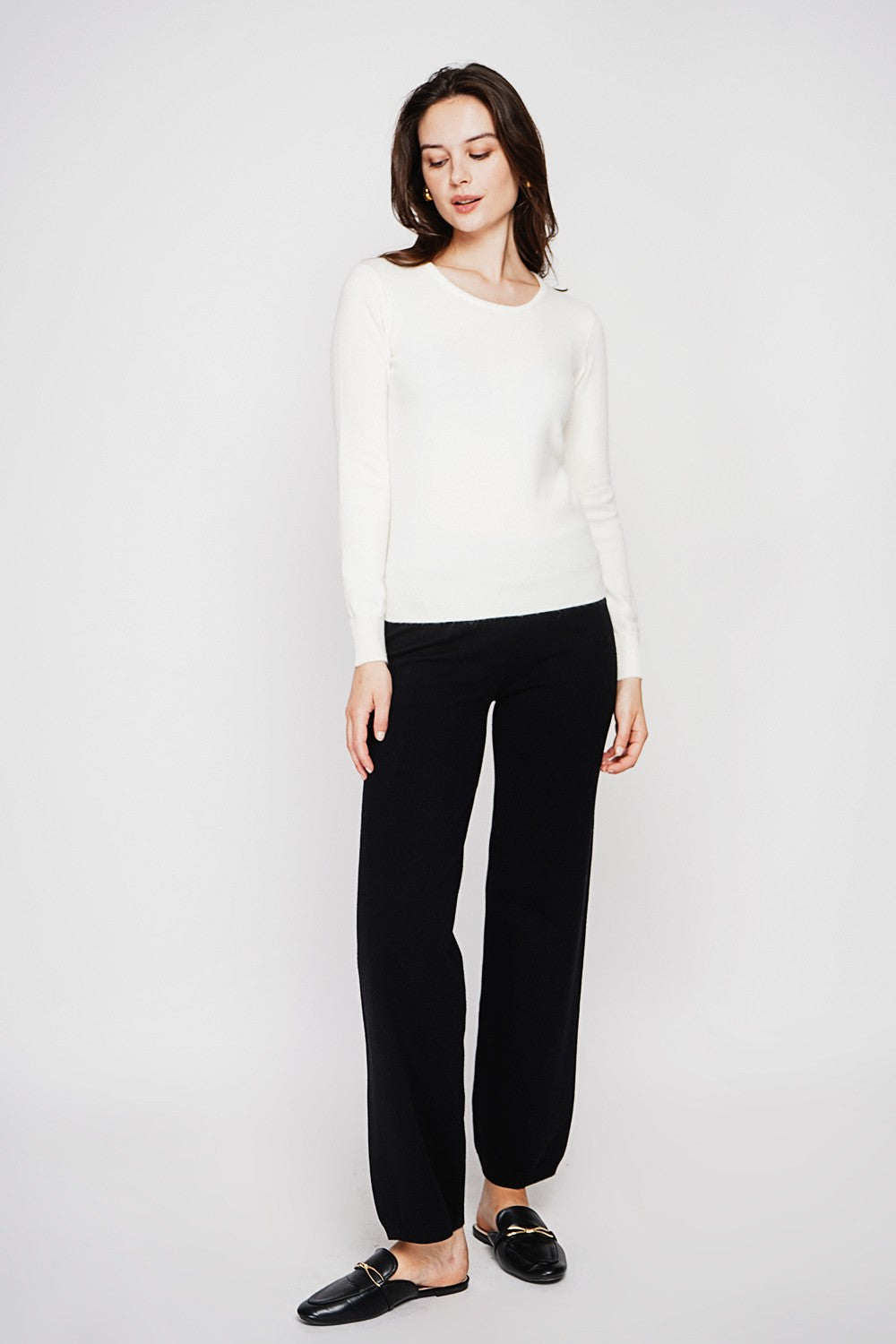 Pull col rond classique 2 fils – Blanc cassé – C&Jo