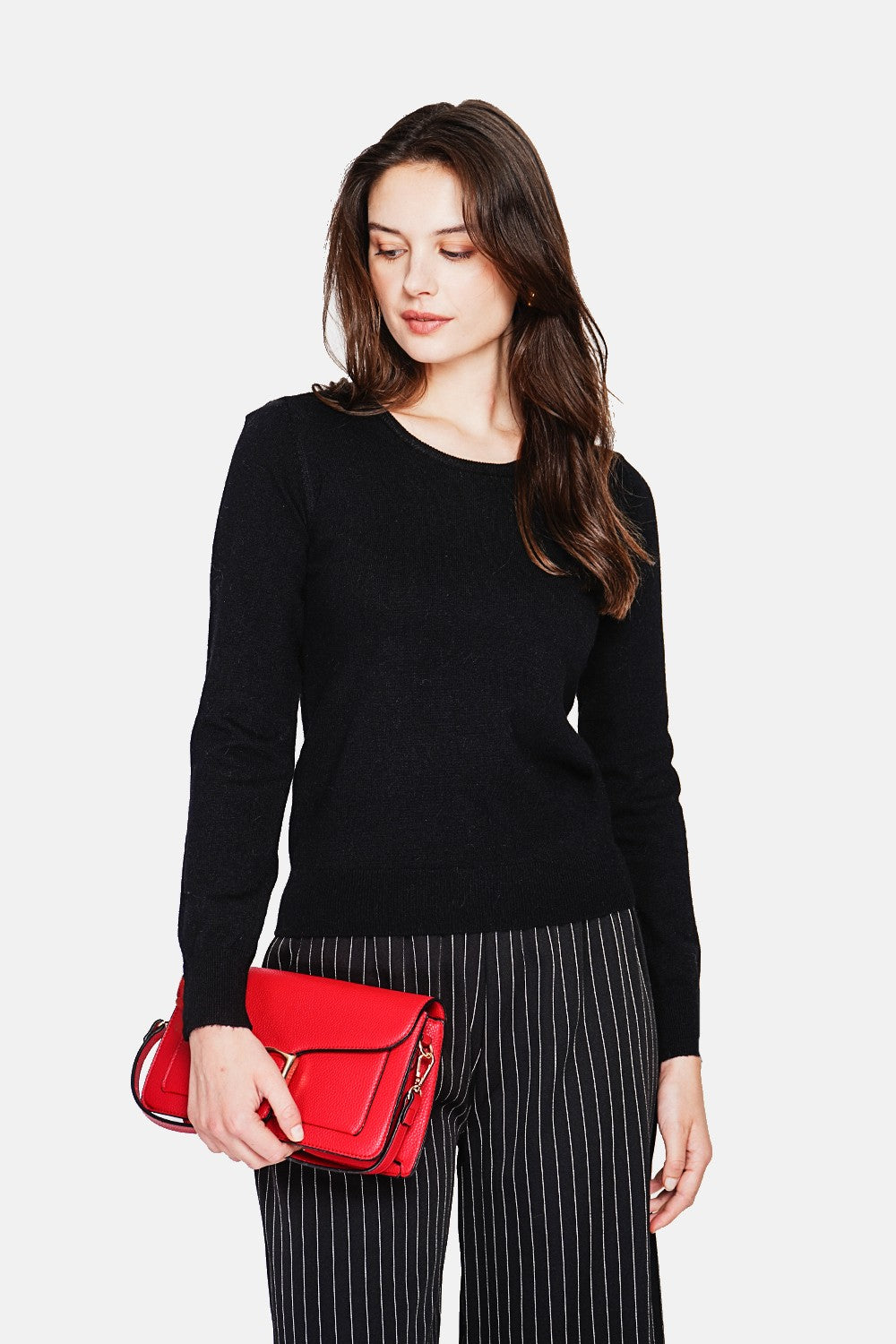 Pull col rond classique 2 fils – Noir – C&Jo
