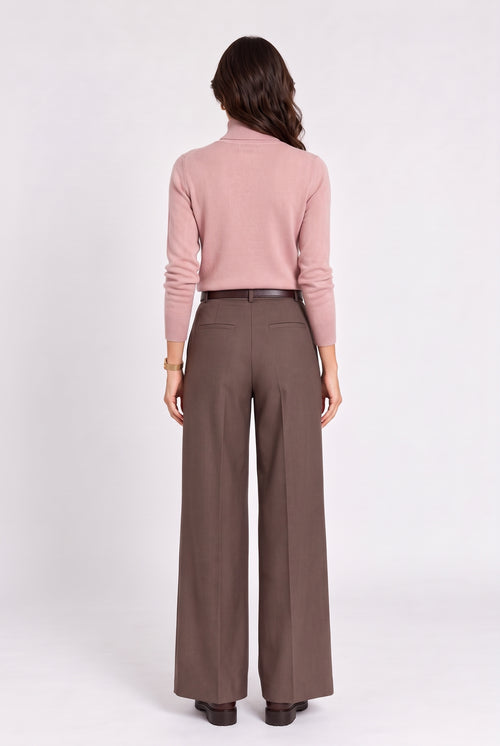 Pull col montant classique 2 fils – Vieux rose – C&Jo