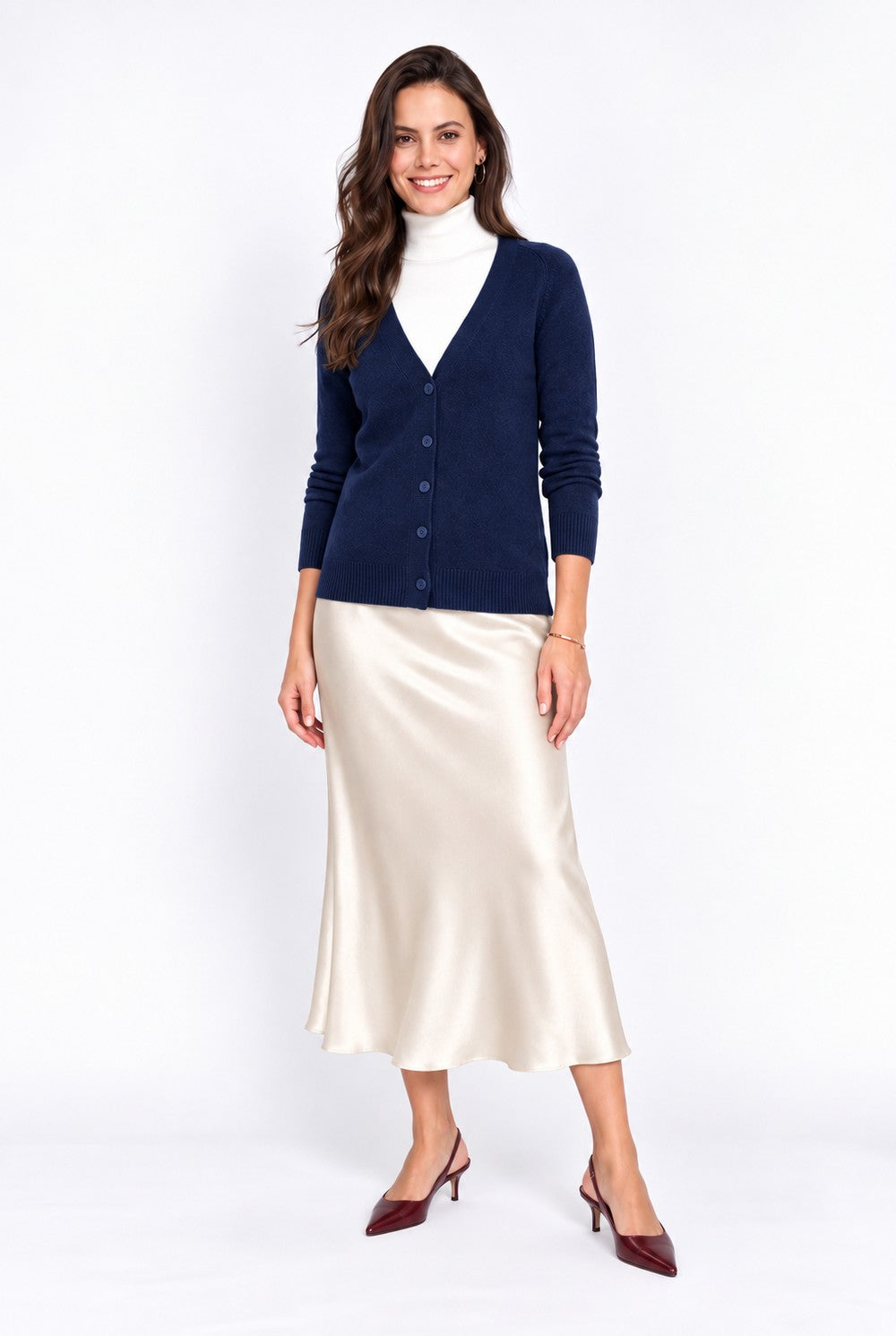 Oversized long cardigan, pockets, long sleeves, 2 threads – Night blue – C&Jo