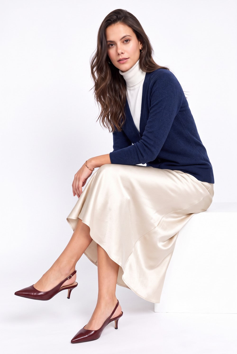 Gilet long oversize à poches – Bleu nuit – C&Jo