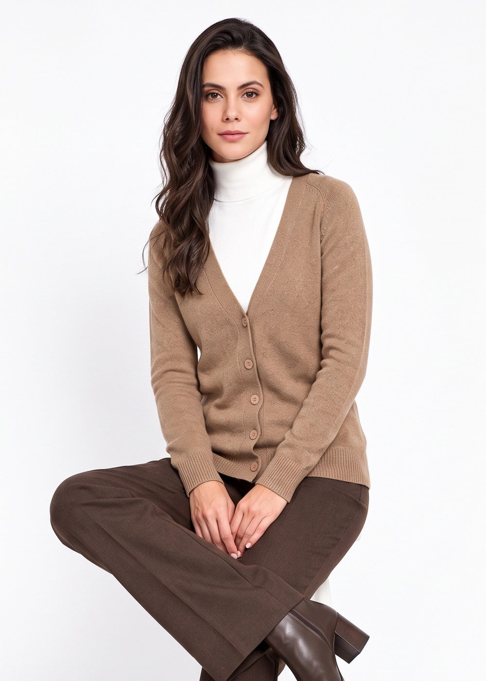 Gilet long oversize à poches – Camel – C&Jo