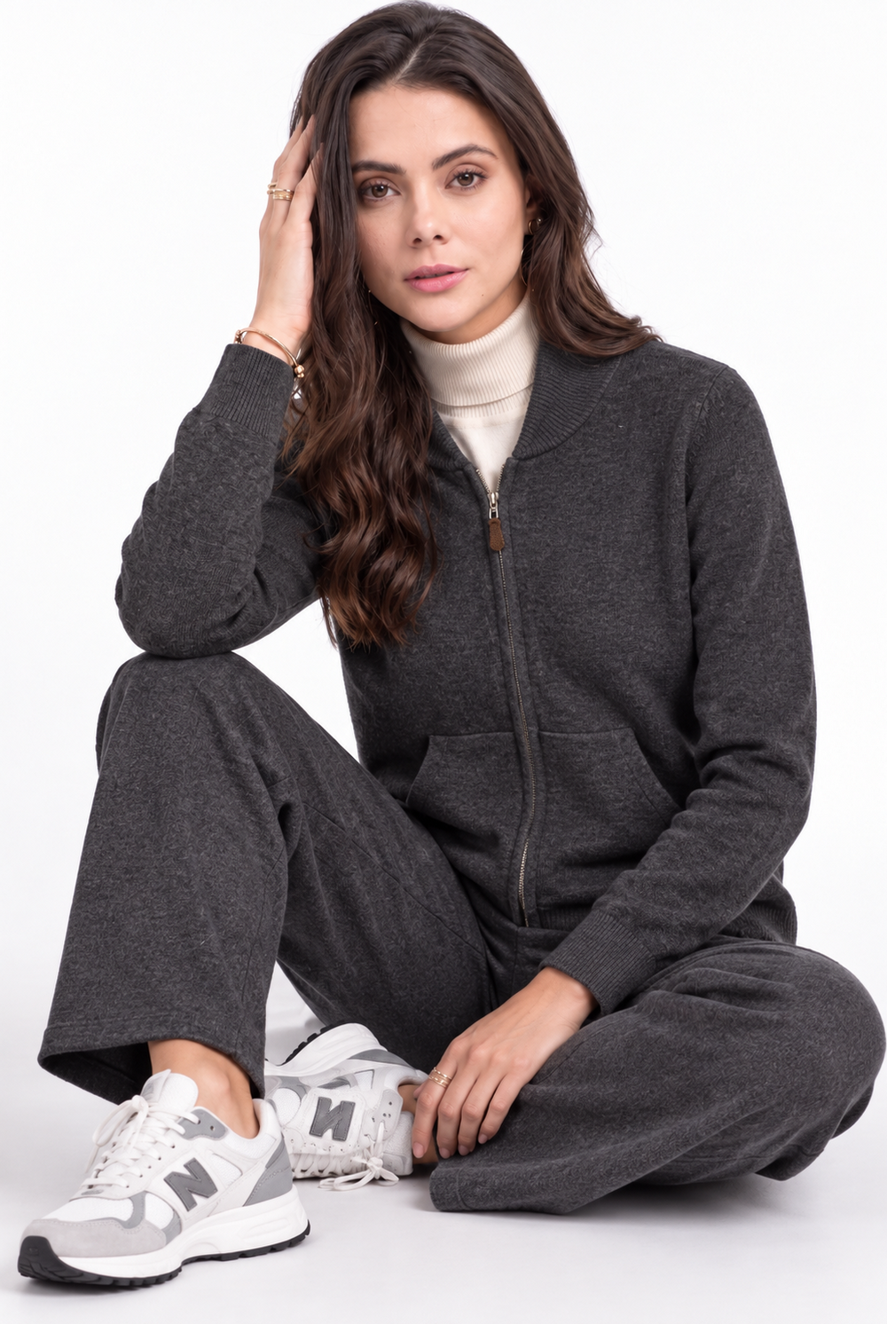 Gilet zippé à capuche – Gris foncé – C&Jo