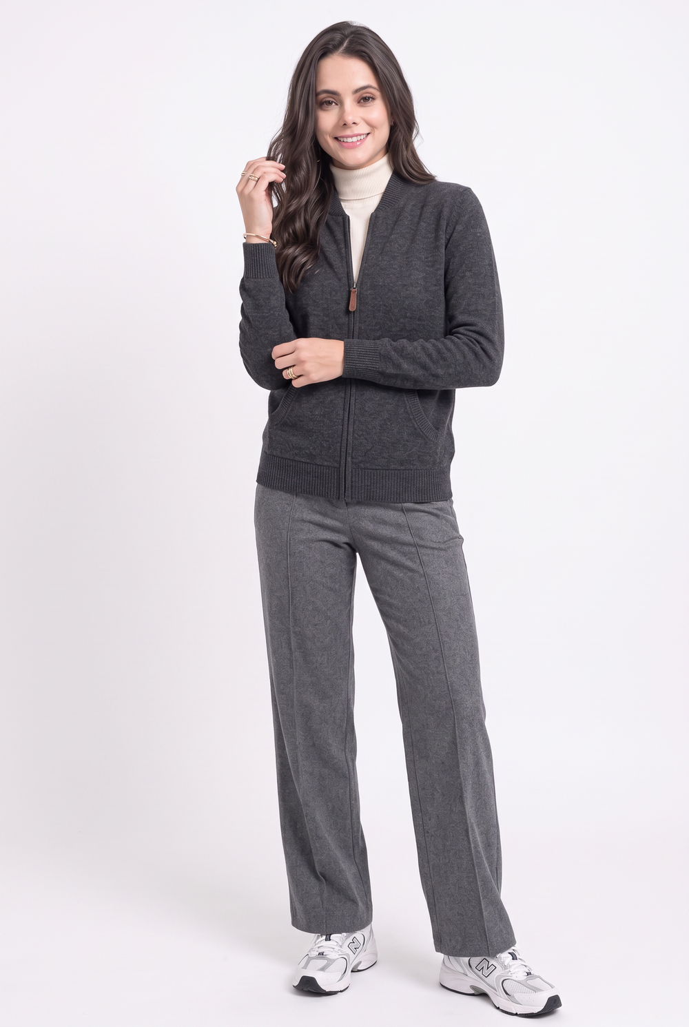 Gilet zippé à capuche – Gris foncé – C&Jo
