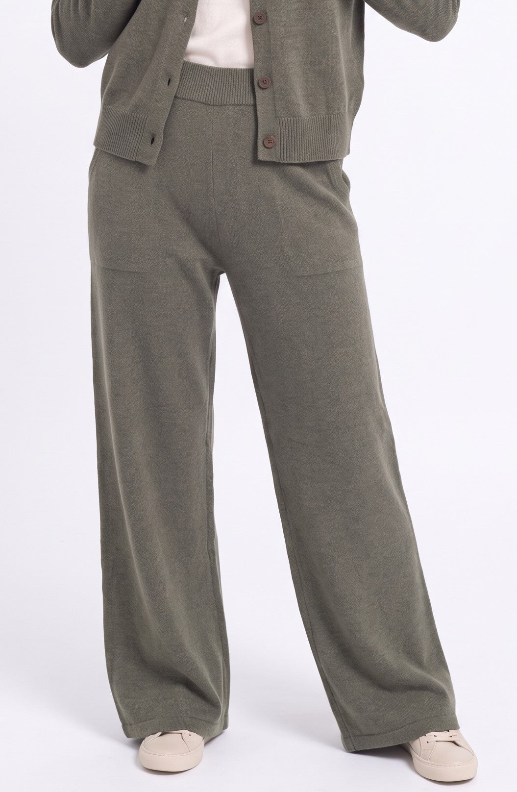 Pantalon large taille haute – Kaki – C&Jo