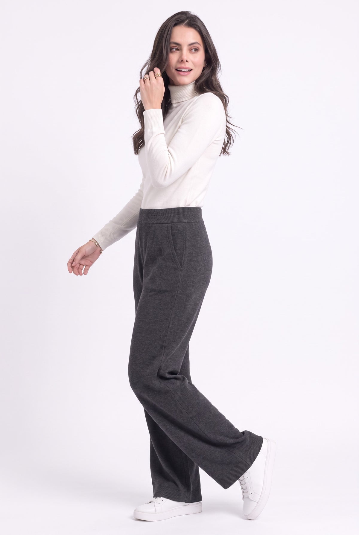 Pantalon large taille haute – Noir – C&Jo