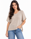 Oversized poncho sweater with crew neck, sleeveless, 2-ply