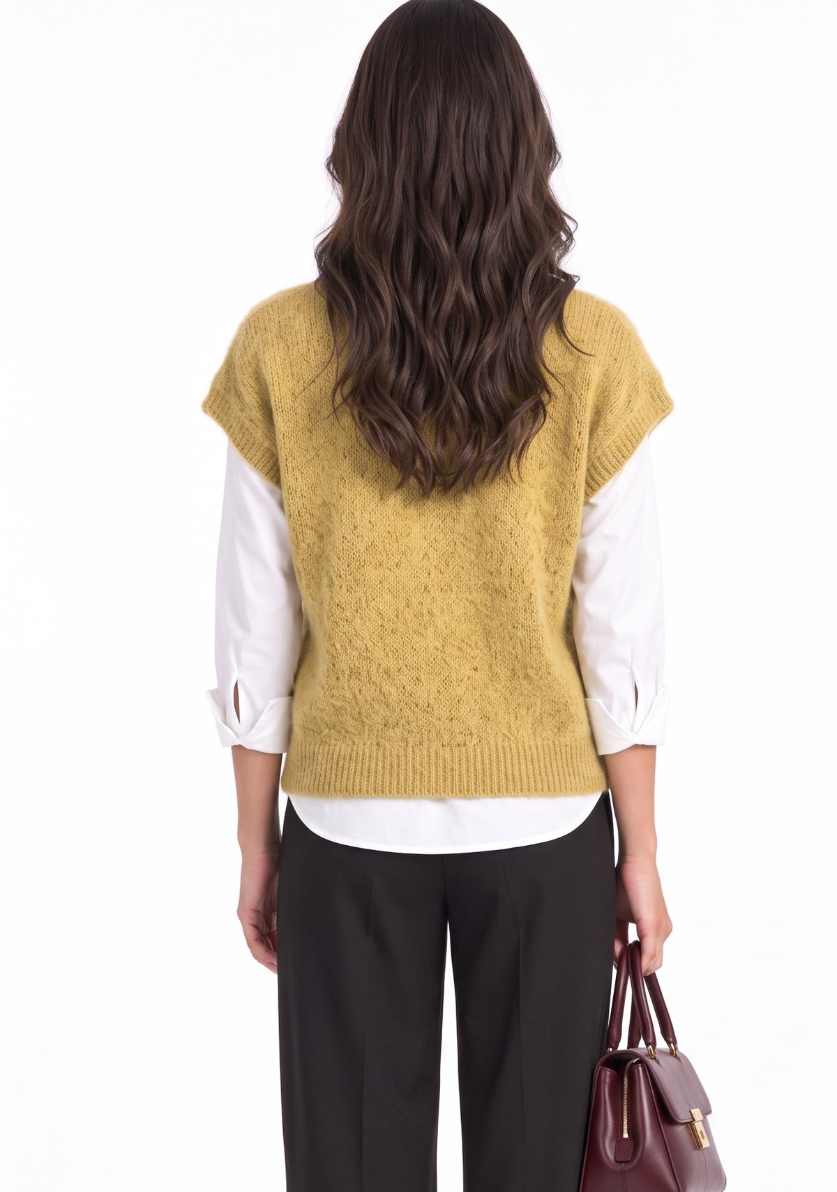 Pull poncho sans manches – Mangue – C&Jo