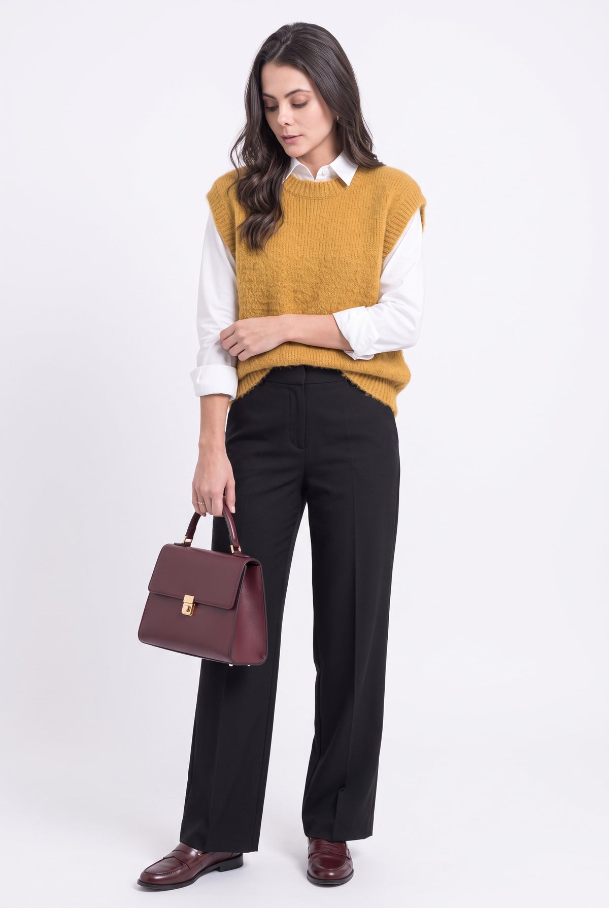 Pull poncho sans manches – Mangue – C&Jo