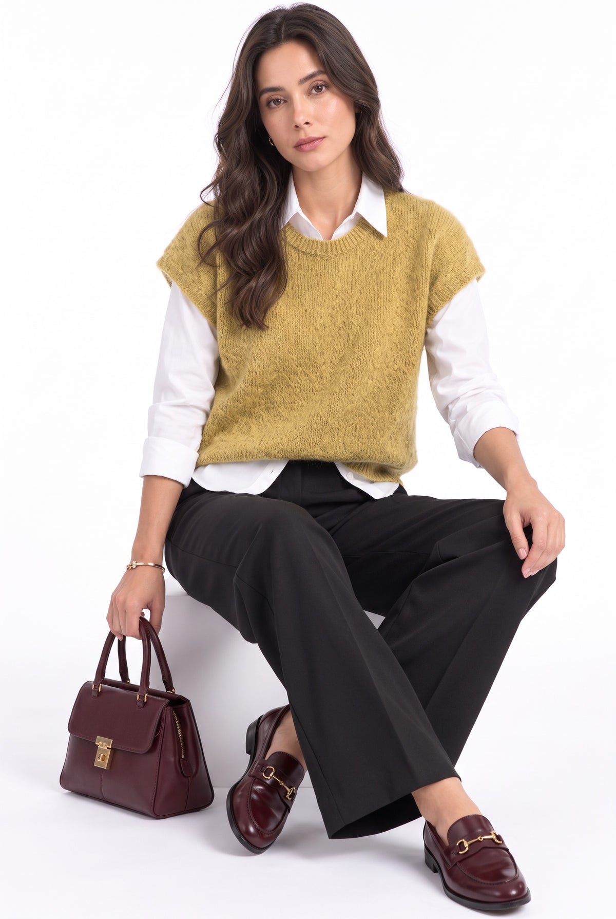 Pull poncho sans manches – Mangue – C&Jo