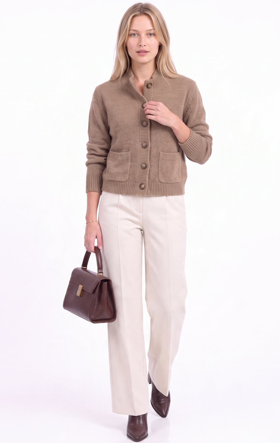 Veste courte col teddy en maille