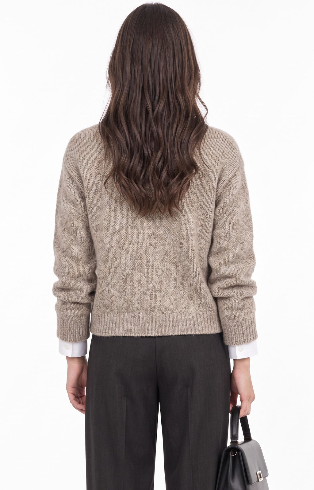 Short jacket with teddy collar and long sleeves in 4 threads – Desert – C&Jo