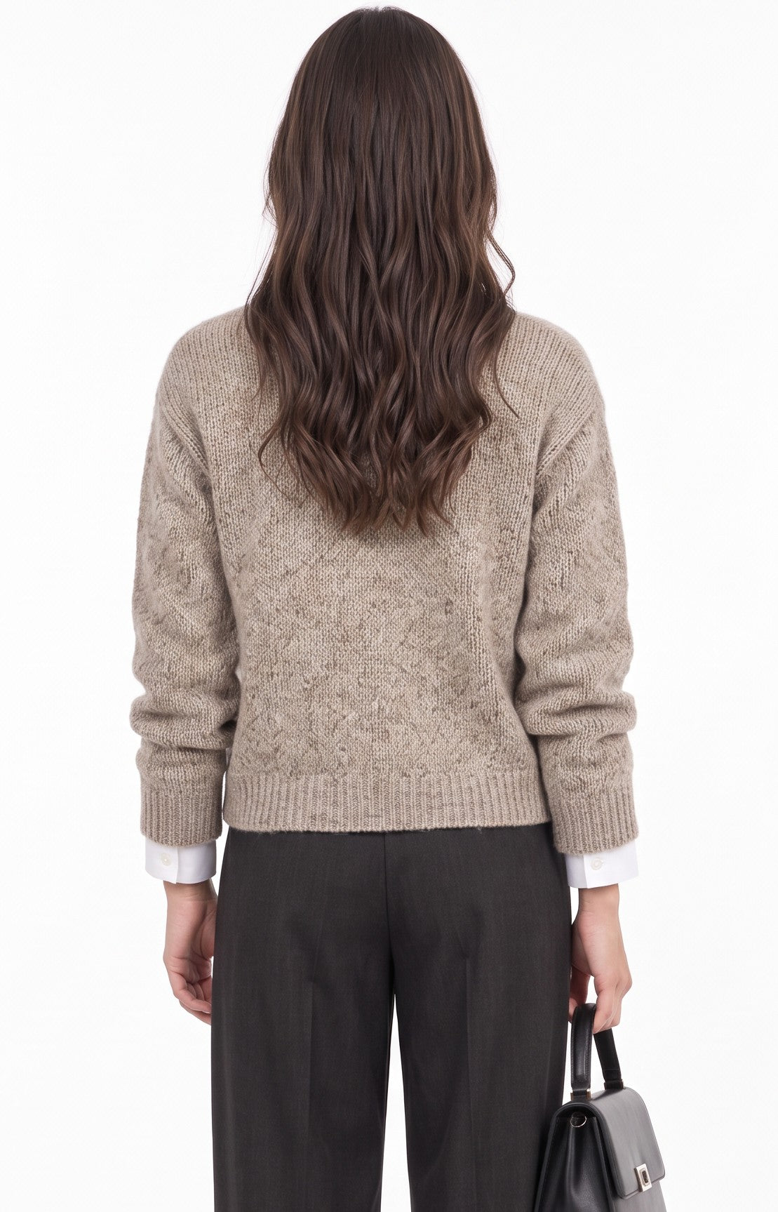 Veste courte col teddy en maille – Désert – C&Jo