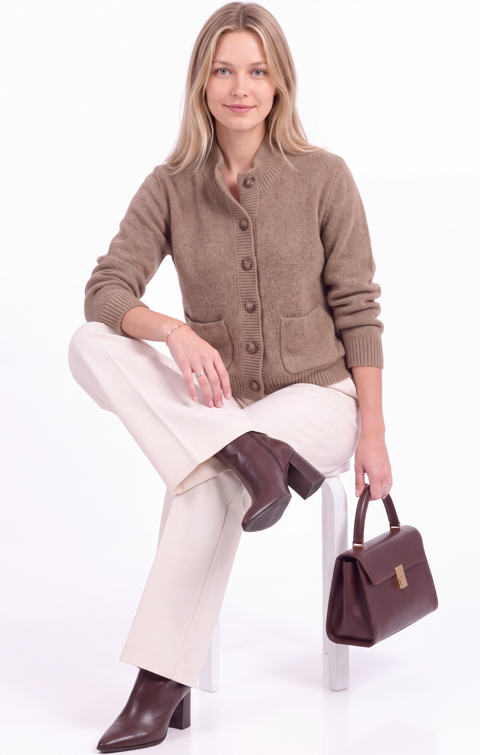 Veste courte col teddy en maille