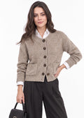 Short jacket with teddy collar and long sleeves in 4 threads – Desert – C&Jo