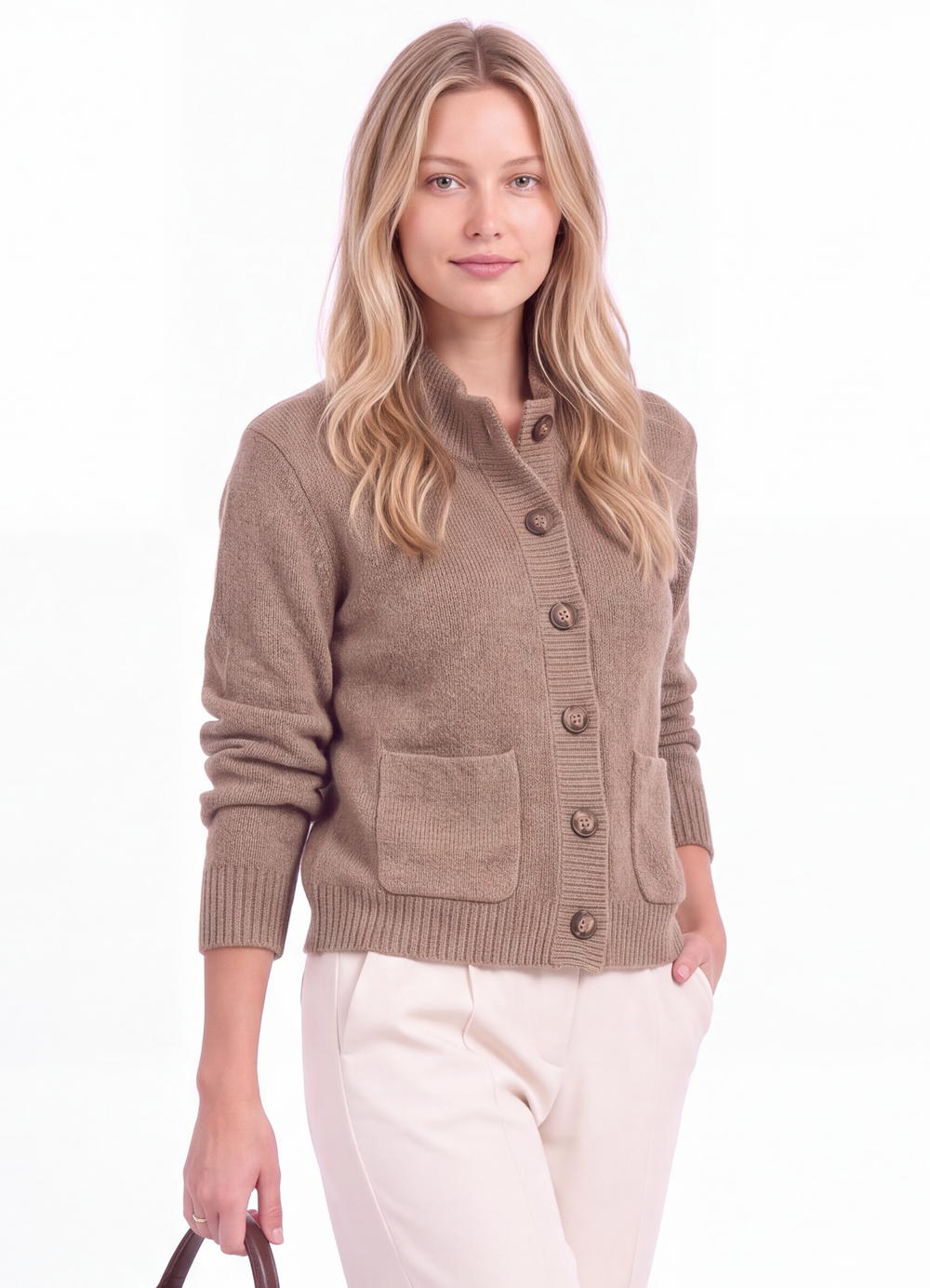 Veste courte col teddy en maille