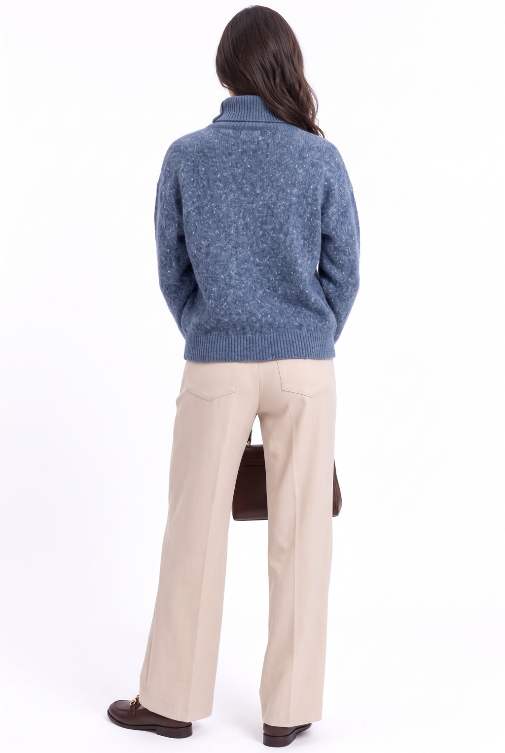 Turtleneck sweater with button placket at the front, long sleeves, 4-ply – Blue Jeans – C&Jo