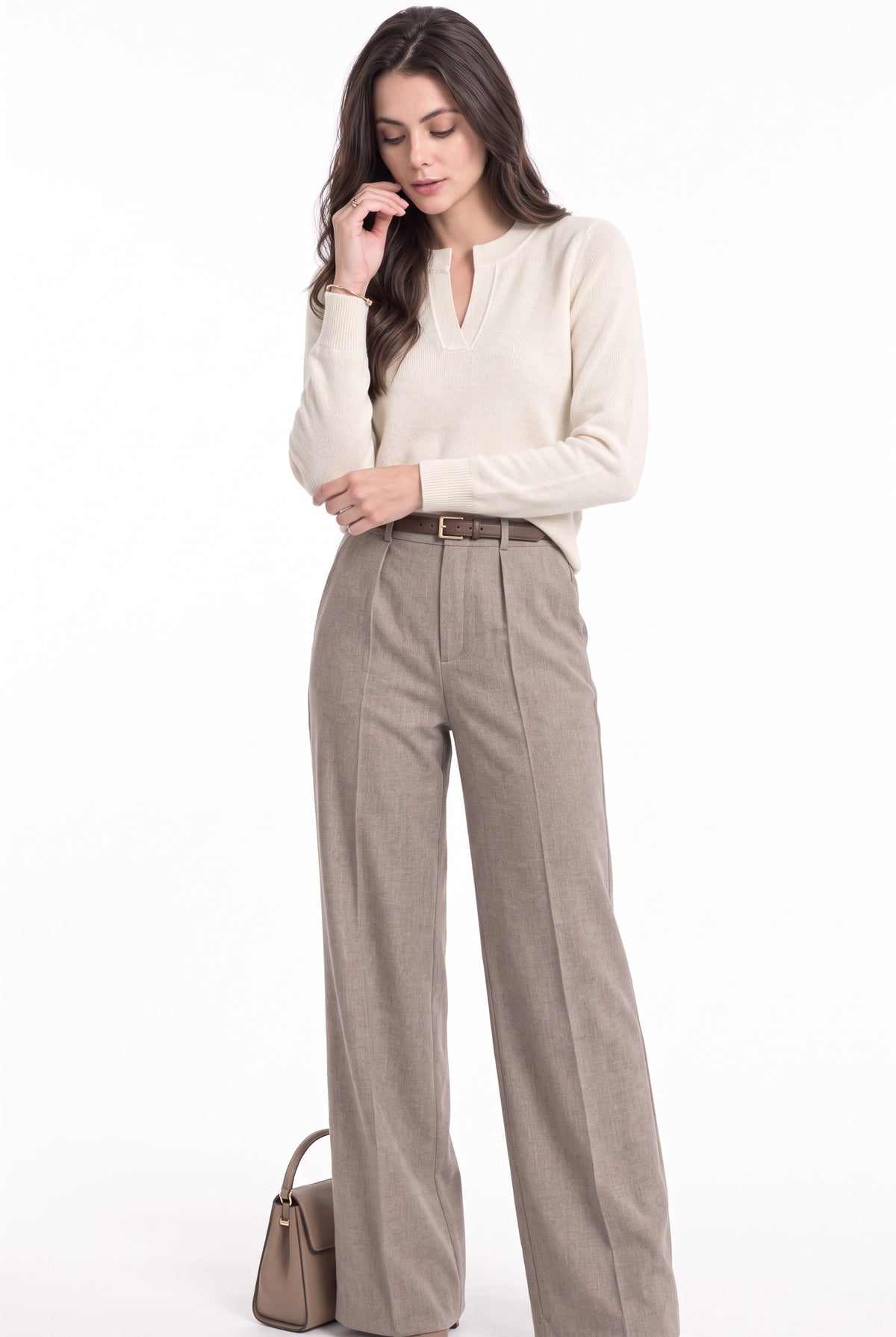 Pull col tunisien coupe droite – Blanc cassé – C&Jo