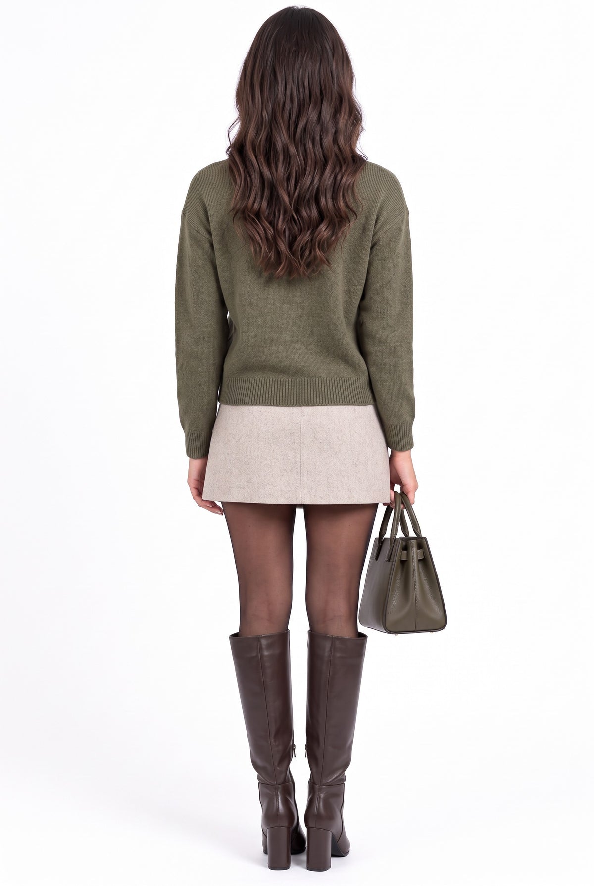 Pull col camionneur zippé 4 fils – Kaki – C&Jo