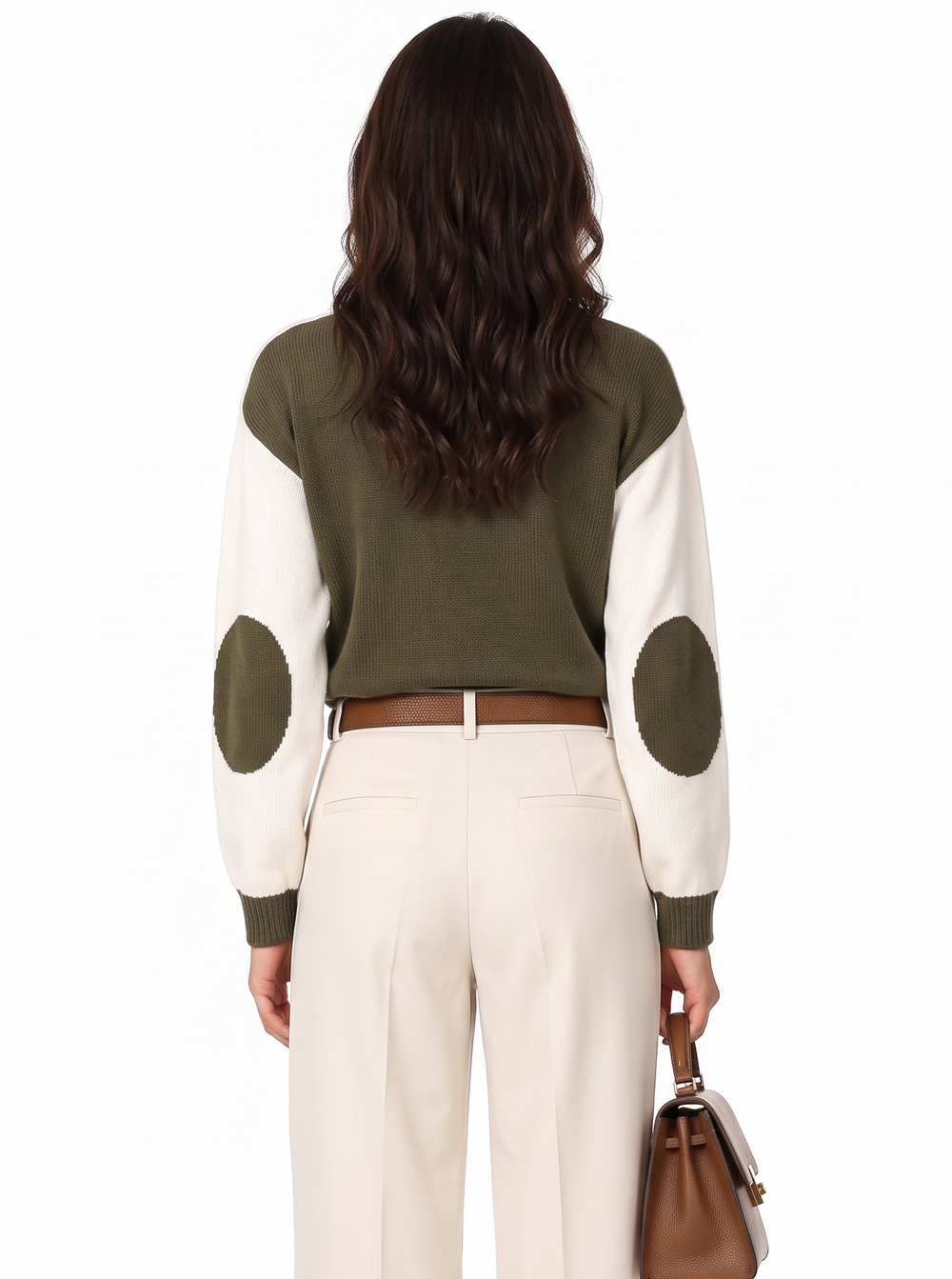 Pull col montant bicolore 2 fils – Kaki – C&Jo