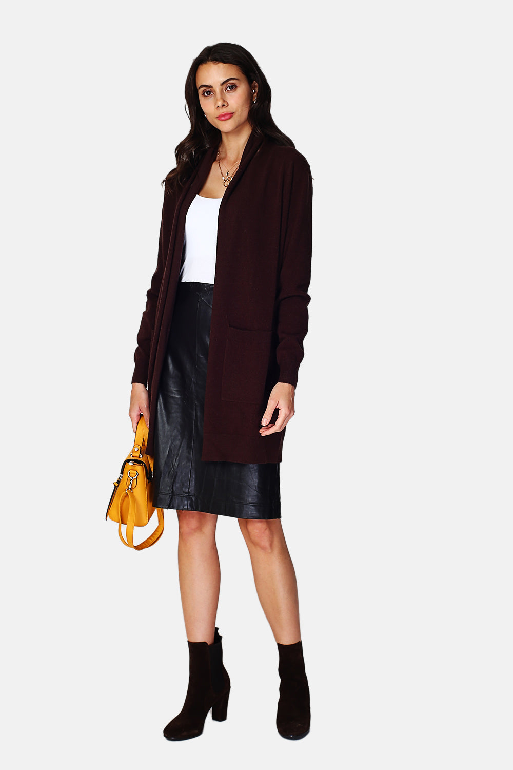 SHAWL COLLAR LONG CARDIGAN WITH POCKETS