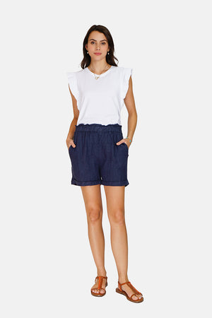 High-waisted elasticated shorts with unlimited edging, Pockets on the sides