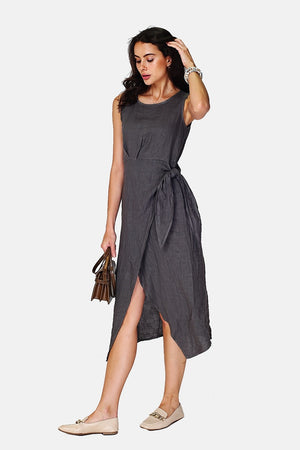 Long dress with front knot and back zip closure
