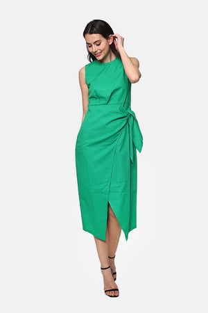 Long dress with front knot and back zip closure