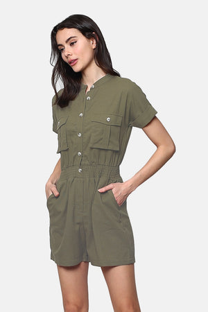 Saharan jumpsuit elastic at the waist with short sleeves