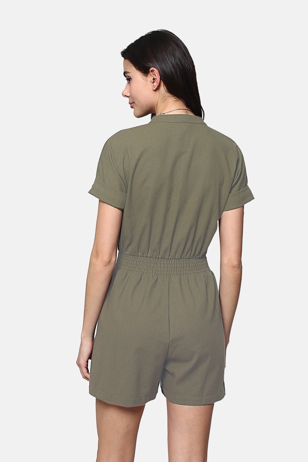Saharan jumpsuit elastic at the waist with short sleeves