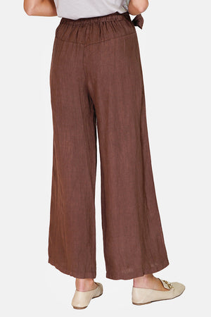High-waisted wide-leg pants with front knot belt