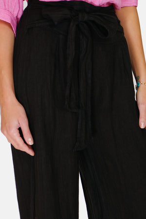 High-waisted wide-leg pants with front knot belt
