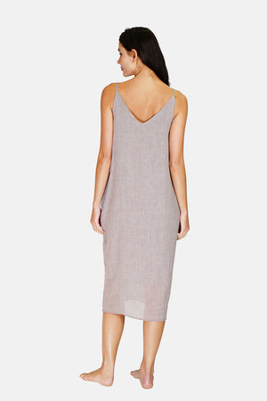 Wide v-neck strap dress front and back with pockets