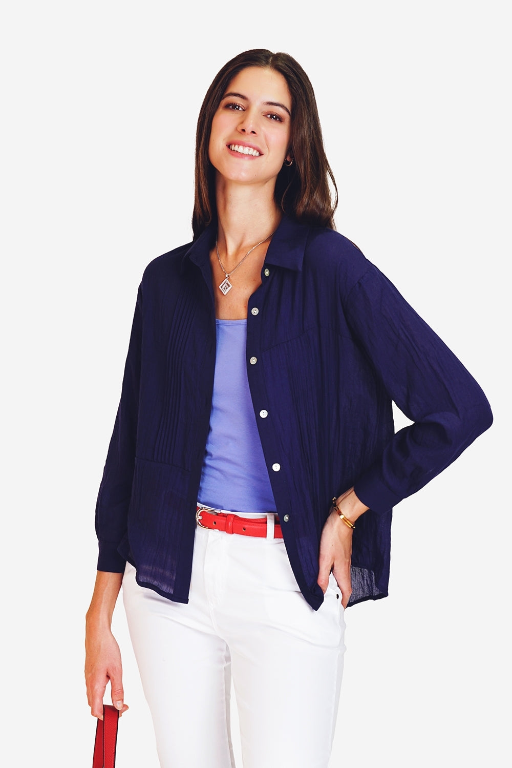 Tunic with shirt collar, buttoned front, long sleeves