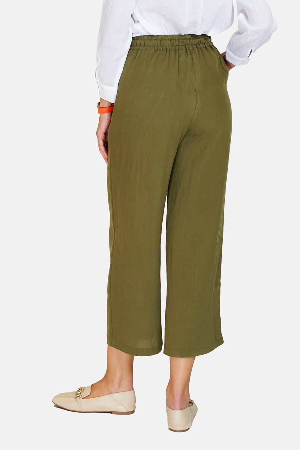 High waist patch pocket pants with drawstring