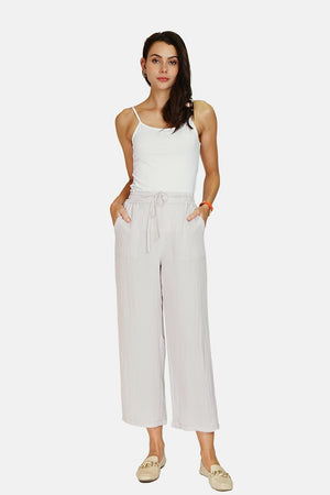 High waist patch pocket pants with drawstring