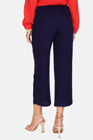 High waist patch pocket pants with drawstring