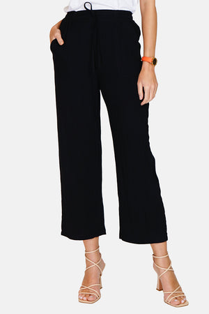 High waist patch pocket pants with drawstring