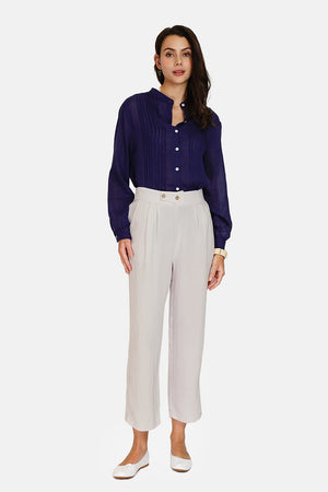 Fancy belted pants with high-waisted buttons