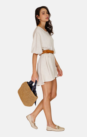 Wide back buttoned dress with mid-length sleeves
