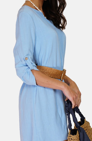 Wide Tunisian collar dress with long sleeves