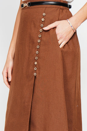 Buttoned front wrap skirt with side pockets