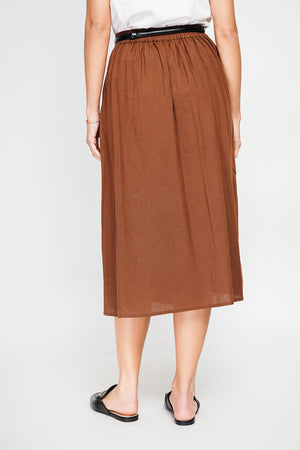 Buttoned front wrap skirt with side pockets